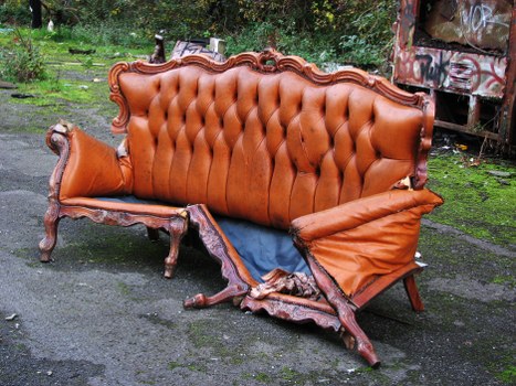 Front view of a skip on a residential street