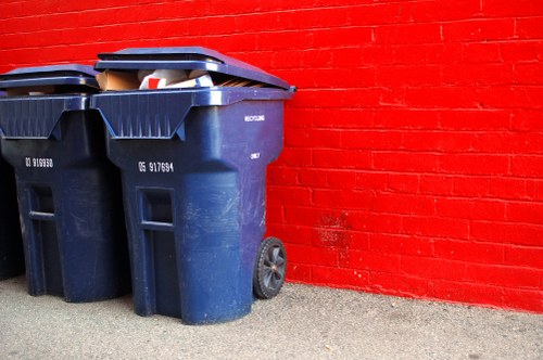 Enclosed and lockable skip at a construction site in Enfield